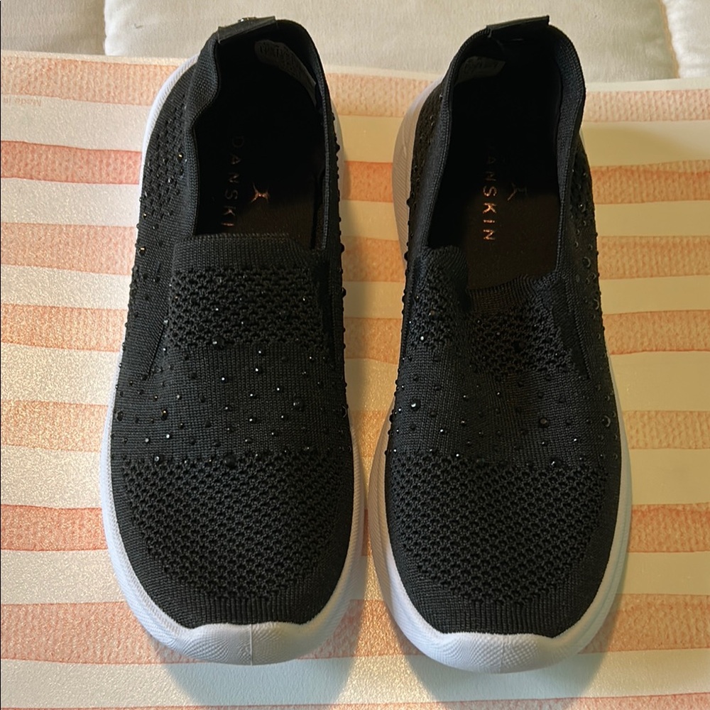 Black Slip-On Sneakers with Rhinestones